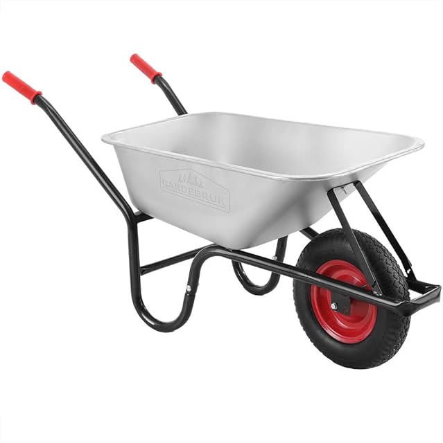 Gardebruk Wheelbarrow 100L 250kg Home Garden Trolley Heavy Duty Cart Galvanised Steel Rim With Pneumatic Tyres
