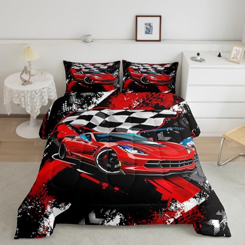 Feelyou Ensemble de literie voiture taille simple pour enfants garçons filles