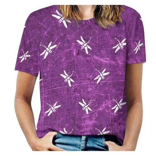 T-shirt imprimé libellule coloré manches courtes vêtement d'été grande taille XXL