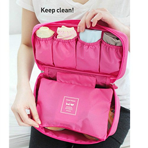 Ottery Rose Red Waterproof Portable Travel Drawer Dividers Closet Organizers Bra Underwear Storage Bag Bra Bag Makeup Hand Bag Cosmetic Case