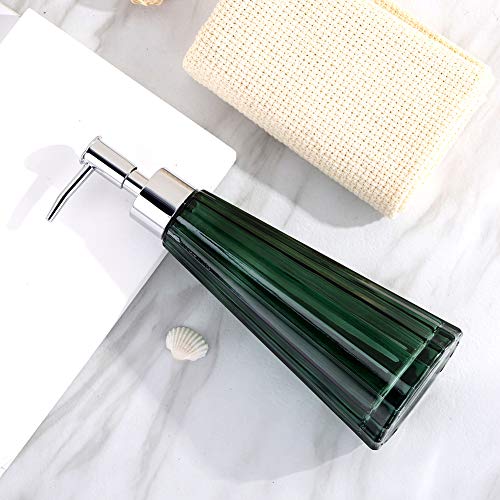 YunNasi Glass Soap Dispenser with Pump, Refillable Liquid Hand Soap Dish Soap Dispensers for Bathroom Counter Kitchen Sink (Dark green) - Image 3