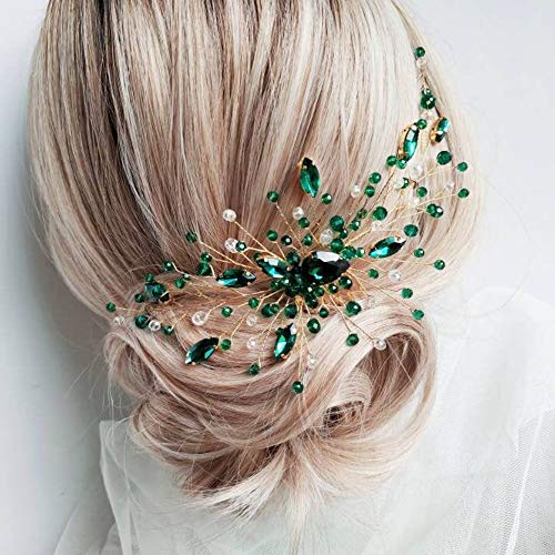 Peine Kercisbeauty Boho Crystal Verde para Boda miniatura 1