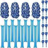 ZCYSRLQIN 36 Pcs Cheerleading Pom Poms Thunder Sticks and Hand Clappers Noisemakers for Team Spirit Items Party Dance Basketball Football Sporting Games Event Party (Blue)