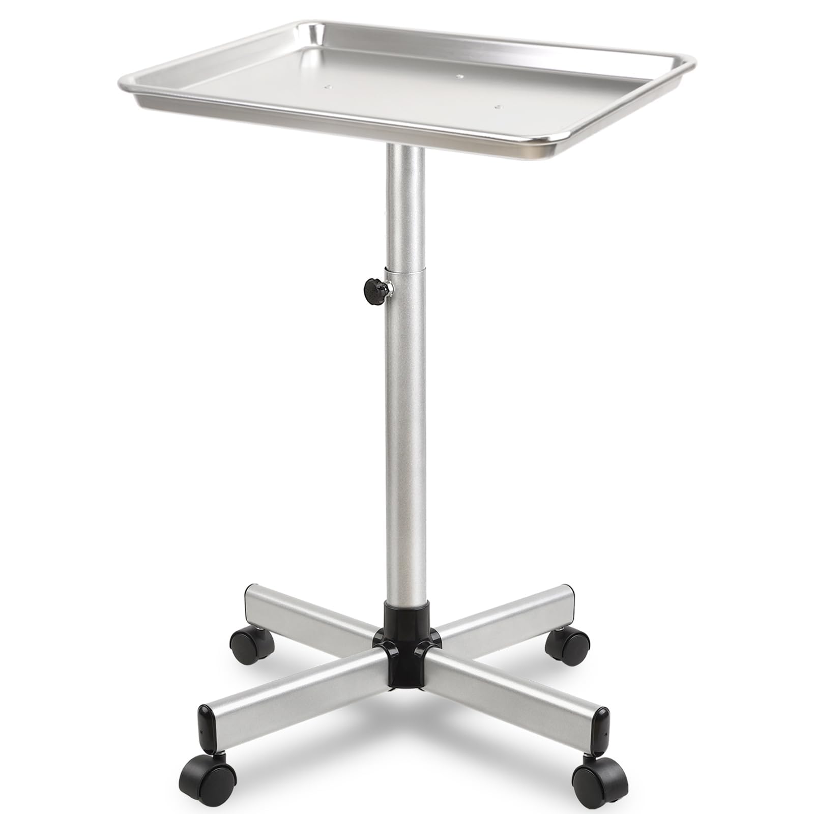 Salon Tray, Salon Tray Cart, Salon Color Tray with Adjustable Height, Salon Tray on Wheels, Salon Rolling Tray Use As Tattoo Tray, Dental Tray, Durable and No-Rust (Gray)-image-43