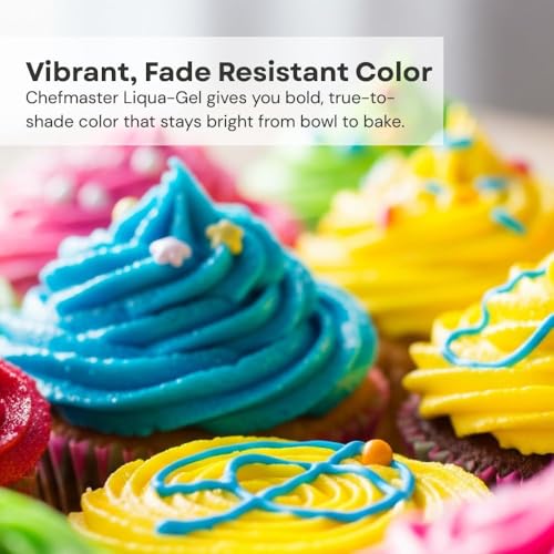 Image of Chefmaster Ivory Liqua-Gel Food Coloring | Vibrant Color | Professional-Grade Dye for Icing, Frosting, Fondant | Baking & Decorating | Fade-Resistant | Easy-to-Use | Made in USA | 2.3 oz (Pack of 2)
