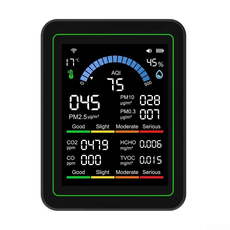 Monitor WiFi 10-in-1 Qualità Dell'Aria | Rileva CO, HCHO, PM2.5, Temperatura E Umidità – Display TFT 2.8'' (Bianco)
