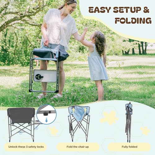Busy Bee Kids Director Camping Chair with Foldable Side Table, Lightweight, Flat Folding, Compact and Portable, Perfect Kid Beach Chairs, Supports 150 Lbs. - image 6