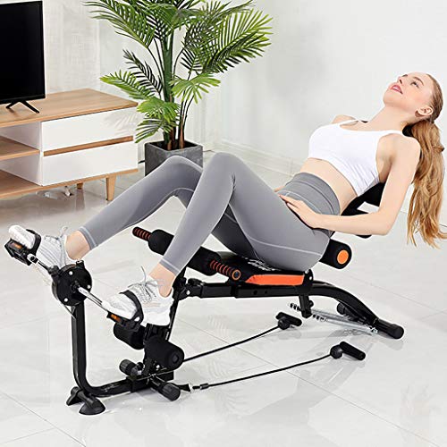 Abdominal Trainers, Multi-Function Sit Up Bench Adjustable Workout Bench Fitness Equipment Twisting Machine Stepper Spinning Bike Elliptical Trainers (Black)