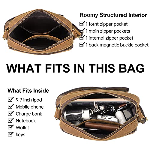 Augus Leather Messenger Crossbody Shoulder Bag for Men Work Business Casual Adjustable straps With YKK Metal Zipper2