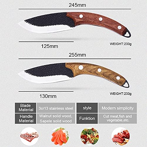 Boning Knife, Handmade Hammered Forged Kitchen Knife Kitchen Knife Meat Slicing Knife Butcher Knife Boning Knife Sashimi Cooking Tools BY ZZYY (Color : B)