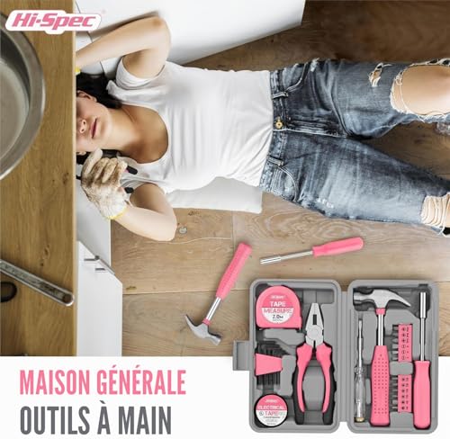 Hi-Spec Kit d'Outils DIY 24pc Rose pour Femmes Petite Boîte à Outils Idéale pour Débutantes – vue 5