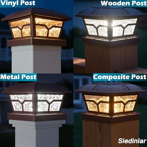 image for SIEDiNLAR Solar Post Cap Lights Outdoor 2 Color Modes 8 LEDs for 4x4 5