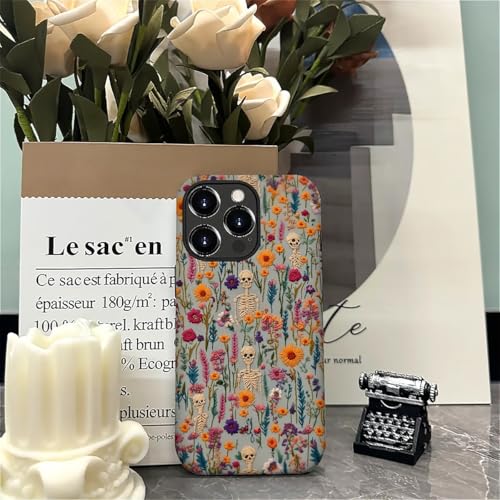 Akinmi Case for iPhone 16 Pro,Knitted Skull Flower Pattern Exquisitely Pattern Double Protective Phone Cover Cases Soft Silicone for iPhone 16 Pro - image 4