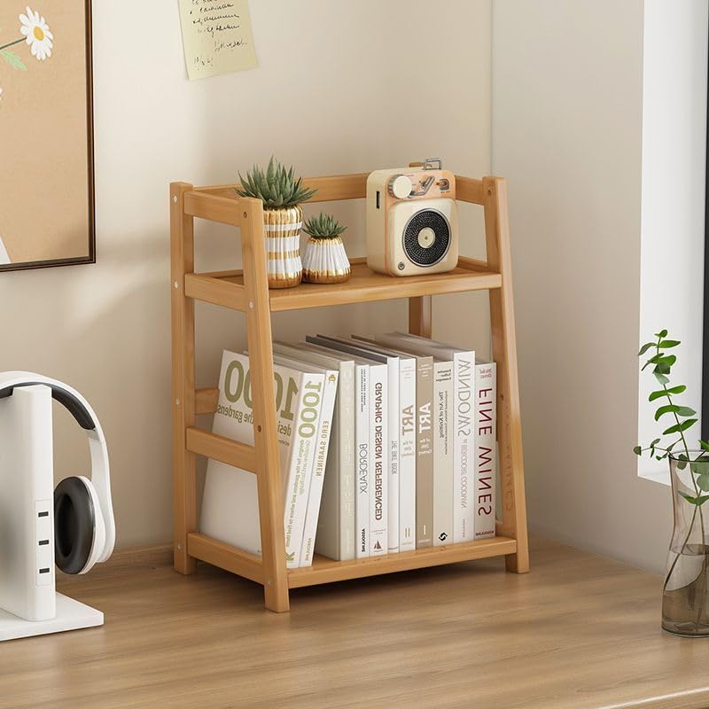 Étagère De Bureau En Bois Massif 2 Niveaux - Rangement Livres, Fichiers, Fournitures - Design Sobre, Facile à Monter