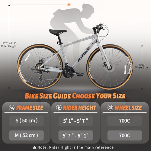 Image of DEYGIA Hybrid Bike, 24-Speed 700C Wheel Hybrid Bicycle with Dual Disc Brakes, Trigger Shifting, Internal Wiring Frame, Lightweight City Commuter Bicycle for Men Women Adult, Multiple Colors