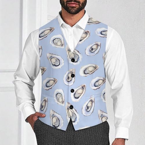 Oysters Pattern Trendy Vest Suit for Men V Neck Formal Dress Waistcoat Vests Business Slim Fit4