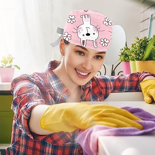 2 bonnets bouffants de travail réglables avec bande de protection frontale