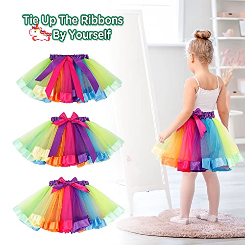 Simplicity Rainbow Tutu For Girls Princess Tutu Layered Tulle Dress Up Toddler Tutu Skirt Unicorn Tutu With Headband Hair Bow #TOP3