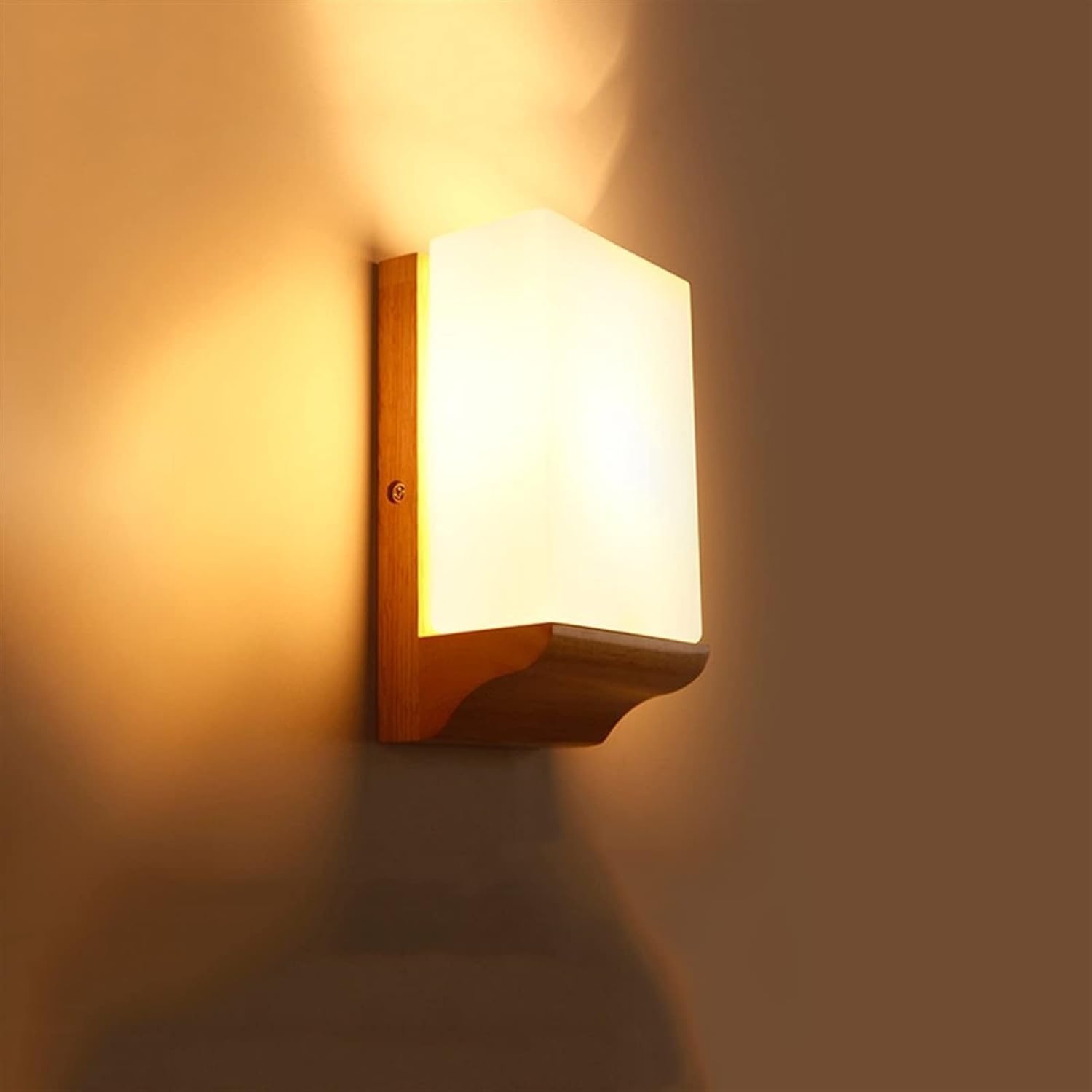 HYJAUSXB European Wall Light - Wooden Lamp Sconce Modern Minimalist Glass Lampshade LED MI-NI Bedside Lantern Living Room Night Lighting, Pendant