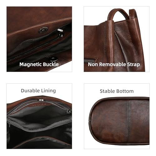 Bolso Tote vintage de cuero para mujer miniatura 6