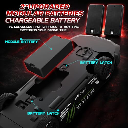 Image of Remote Control RC Drift Car 1:16 Scale 4WD RC Car with LED Lights 2.4GHz 30km /h RTR High Speed Racing Sport Toy for Adults Boys Girls Kids Gift 2Pcs Rechargeable Battery