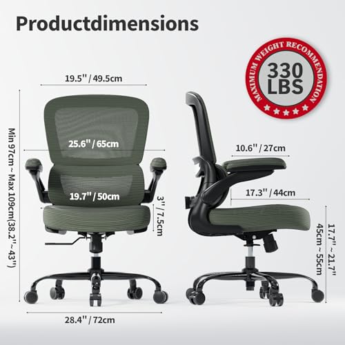 Image of TRALT Ergonomic Office Chair Desk Chair with Adjustable Lumbar Support