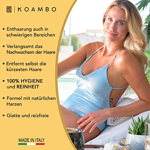 KOAMBO Brazilian Waxing Wax - Enthaarungswachs für Männer & Frauen - Intimbereich & empfindliche Haut - Niedriger Schmelzpunkt, Naturharz - Wachsperlen, in Italien hergestellt - Gelb, 1 kg - Image 5