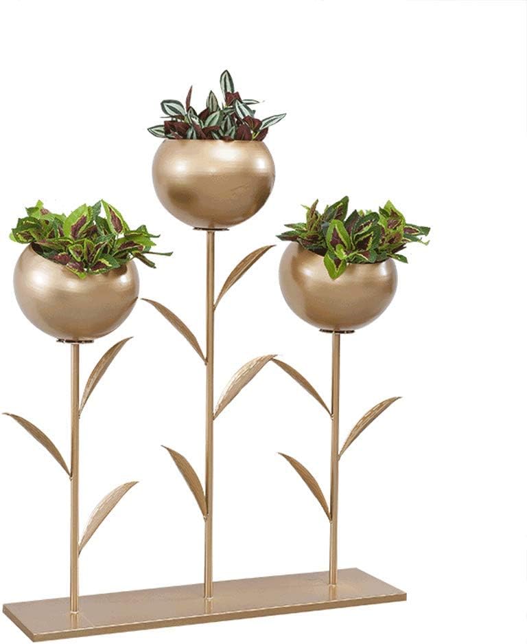 屋外フラワースタンド ヨーロッパの錬鉄製の金属のフラワースタンドフロアタイプリビングルーム単層ファッション屋内フラワースタンド ゴールド バルコニープラントラック Cafe Du Jardin Com