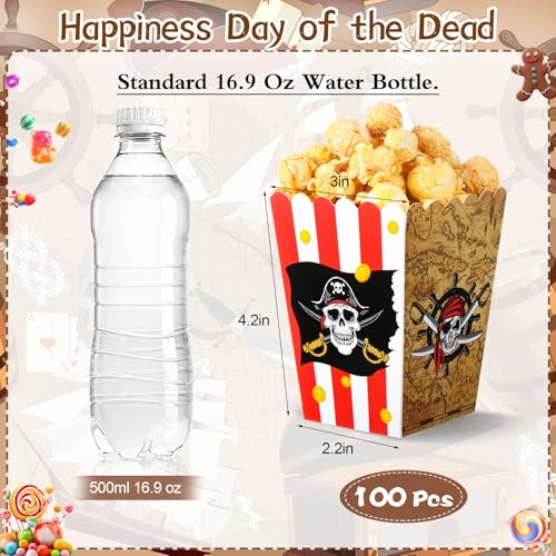 Image of MotiMind 100 Pcs Pirate Theme Popcorn Mini Box Halloween Pirate Popcorn Containers Bulk Snack Treat Buckets Snack Candy Box for Halloween Movie Night Birthday Party Supplies