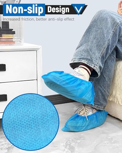Image of Non-woven Fabric Disposable Shoe Covers, Waterproof, Dustproof, Non-slip Shoe Protectors for Home, Office, Medical, and Industrial Use (Non-woven, Pack of 50)