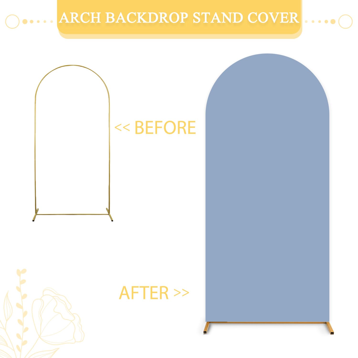 OMKSIH Spandex Arch Cover Set of 3 Dusty Blue Arch Cover Wedding Arch Stand Cover 6ft 6.6ft 7.2ft Chiara Arch Frame Cover Happy Birthday Arch Fabric Cover Arch Covers Stretchy Backdrop for Party Decor