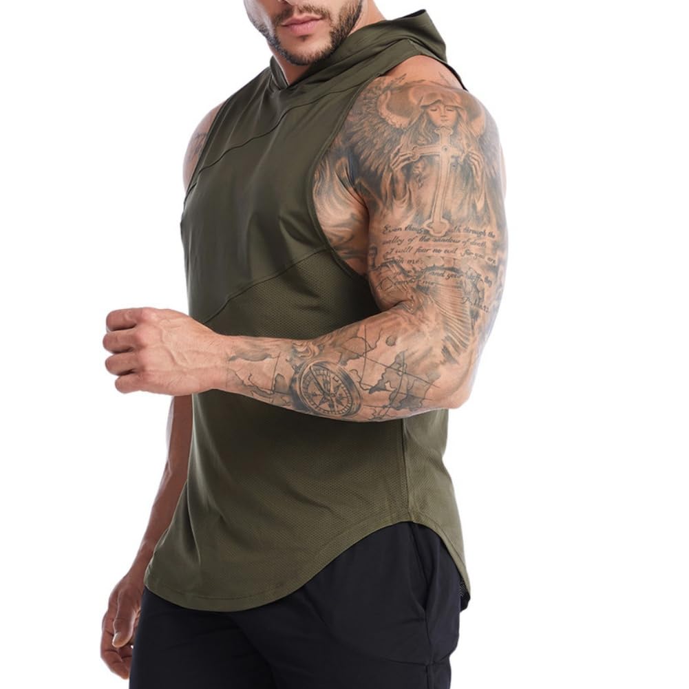 Convenientto 3-pak koszulek treningowych bez rękawów z kapturem, męskie odprowadzające wilgoć, szybkoschnące koszule bez rękawów, bluzy z kapturem tank topy