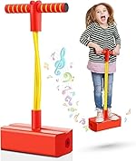 Kids Pogo Jumper Toy with Handle and Foam Base, Jumping Toy with Built-in Sound Squeaker
