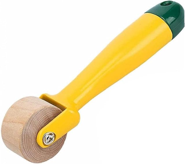 Zonster Quilting Seam Roller Roll and Press Sewing Roller Tool with Handle for Quilting Sewing Print Ink Wallpaper Home Decoration, Yellow,15*2cm