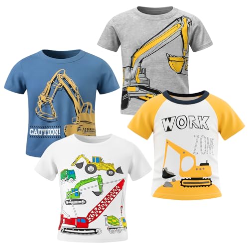 Image of DEEKEY Toddler Boys Shirts Short-Sleeve Little Kids t Shirts Boys' Tops, Tees & Shirts Graphic TEE Age for 2-7 Years 4-Pack
