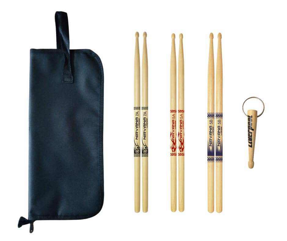 Baquetas Liverpool 7A 5A 5B Nirvana com chaveiro e Bag para baquetas Kit