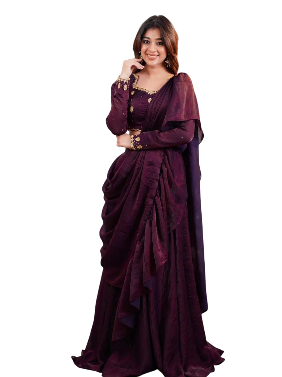 Lehengha Saree For Womens And Girls Trending Embroidery cording work ready to wear saree with Embroidery Blouse-picture-22