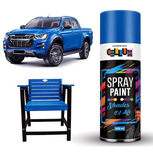 Image of Cellux 2X Ultra Cover Isuzu Blue Spray Paint | DIY Quick Drying with Premium Gloss Finish for Metal Wood Wall & other Surfaces - 400 ML