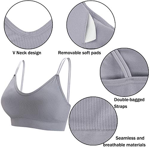 Image of BQTQ 5 Pcs V Neck Tube Top Bra Padded Camisole Bra for Women Seamless Bralettes