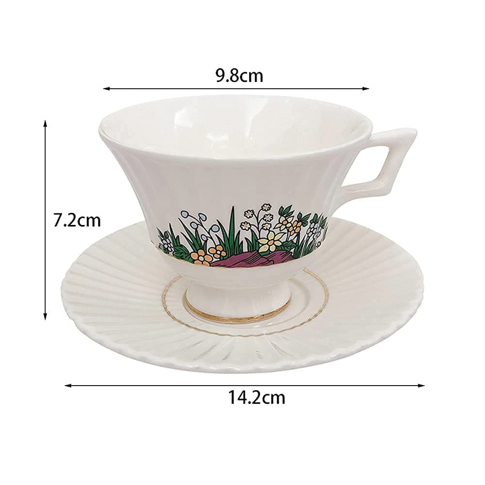 Taza de café de cerámica, Taza y platillo de té de China, Juego de Taza de café de cerámica con platillo y Cuchara, Tazas de café, Taza de café de cerámica roja de la Tarde, Juego