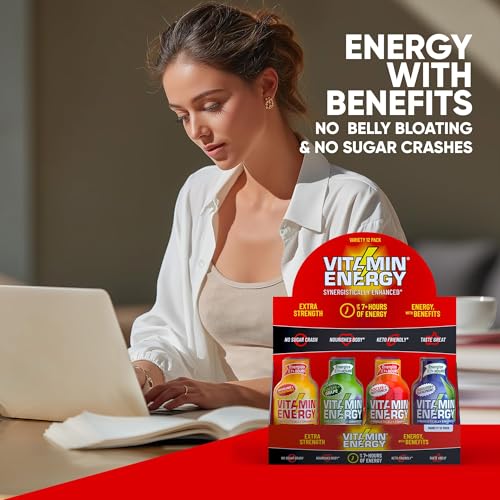 Image of Vitamin Energy Extra Strength Energy Shot Variety Pack 24 Pack, 260mg Natural Caffeine, B-Vitamins, Vitamin D, NALT, Rhodiola, Mood, Focus, Immunity & Strength Support, Zero Sugar, Vegan, 1.93 fl oz