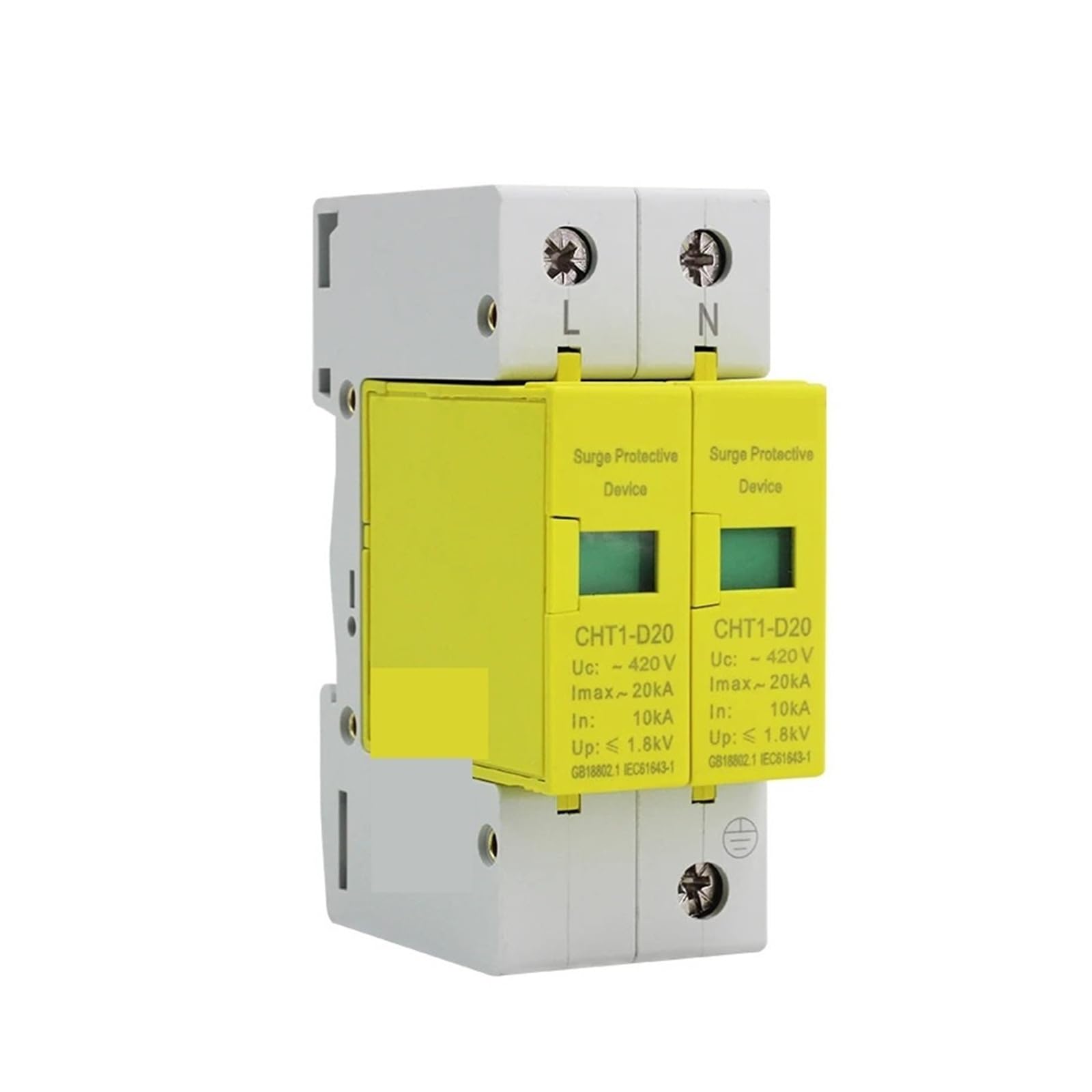 AC SPD 2P House Surge Protector Device Lightning Protection Arrester AC420V 20KA 40KA 60KA Photovoltaic System(10kA-20kA)