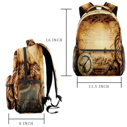 Sac à dos imprimé carte nautique multicolore boussole pirate 40cm - 2