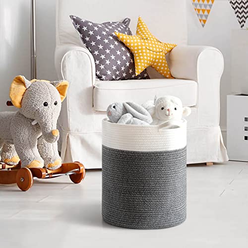 Indressme Cotton Rope Basket For Yoga Mat, Baby Laundry Basket For Toy, Towel, Clothes, Blankets, Woven Basket For Nursery Room, Living Room, 15 X13 Inches, Grey #TOP4