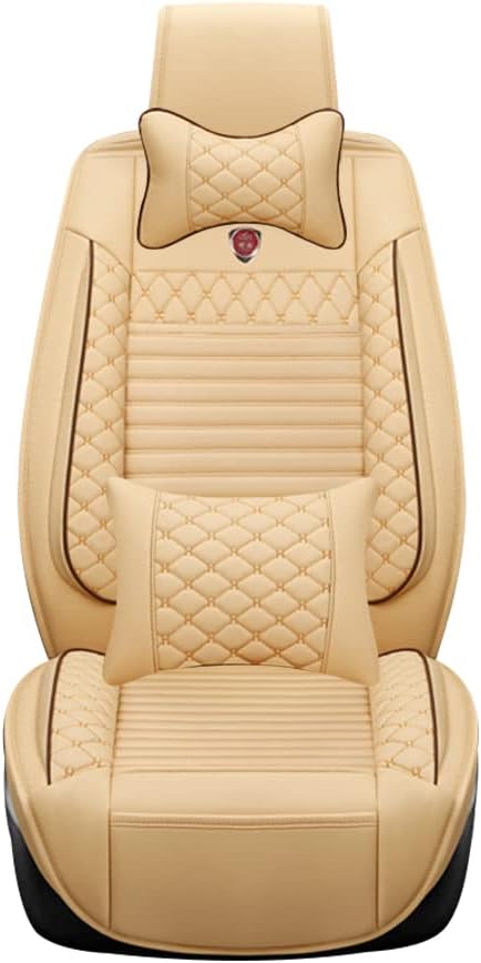 Luxury Leather Car Seat Covers Breathable and Waterproof Leather Automotive Seat Covers SUV Truck Sedan Anti-Slip Seat Cover with Backrest Car Seat Cushion Full Wrapped Edge Car Seat Protector
