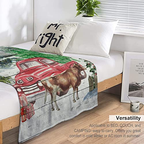 Couverture chaude plaid hiver enneigé camion arbres de Noël