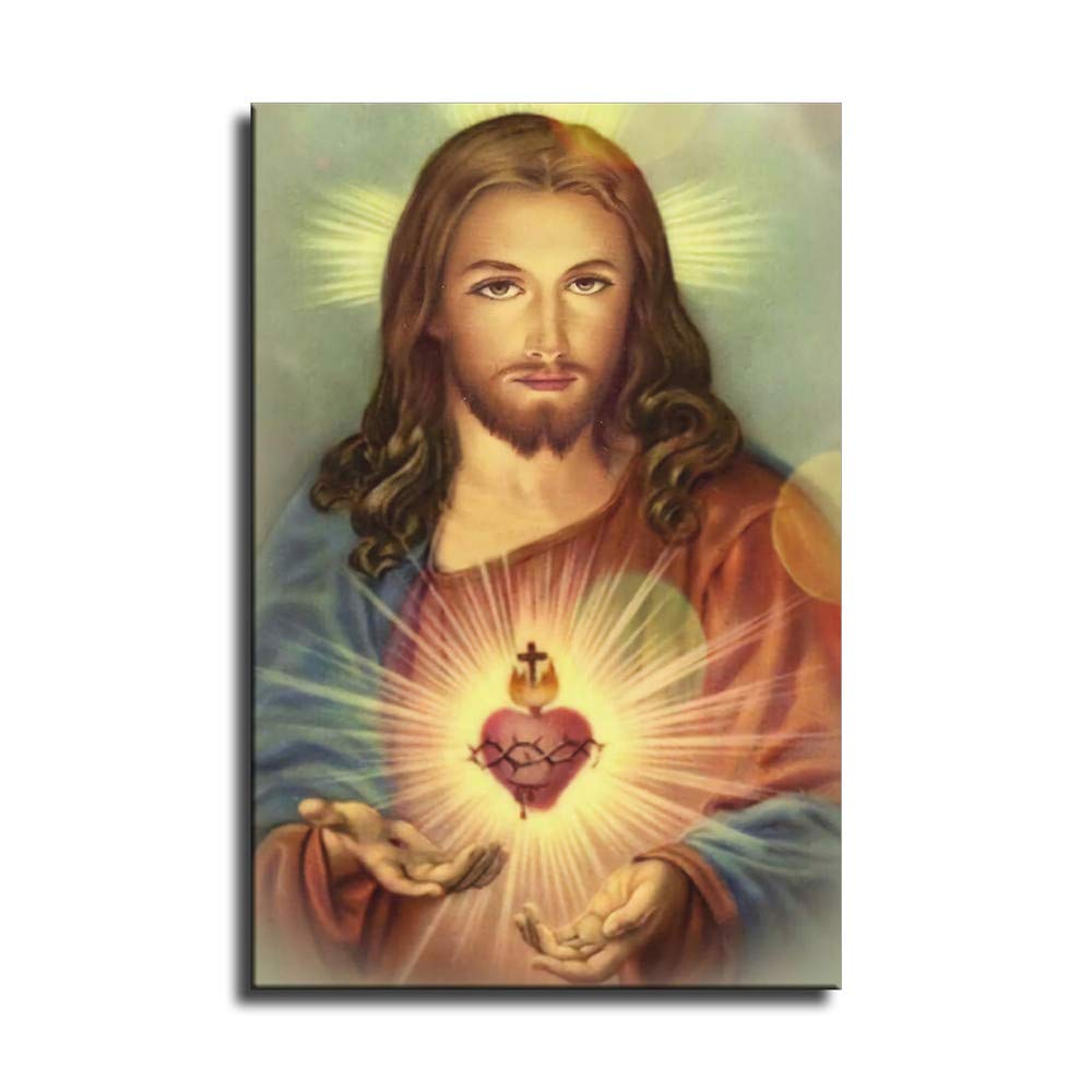 CHENGCHENG Sacred Heart of Jesus Poster Picture Art Print Canvas Wall Art Home Room Decor Fresco -769 (16x24inch-No framed)