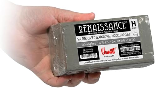 Miniatura 2 de Chavant Renaissance Plastalina - Arcilla para modelar, verde grisáceo, 2 libras, firme