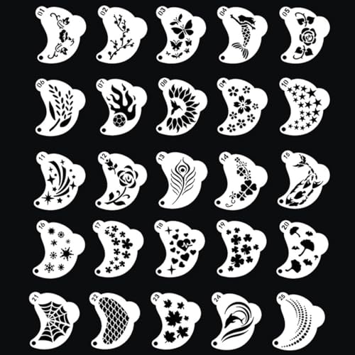 VEOIRXU 25 peças Stencil maquilhagem, kit de tatuagem de pintura para