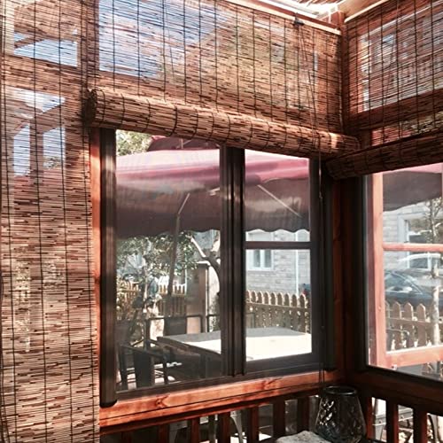 Persianas de Caña Decorativas,Cortina de Paja Vintage Cover